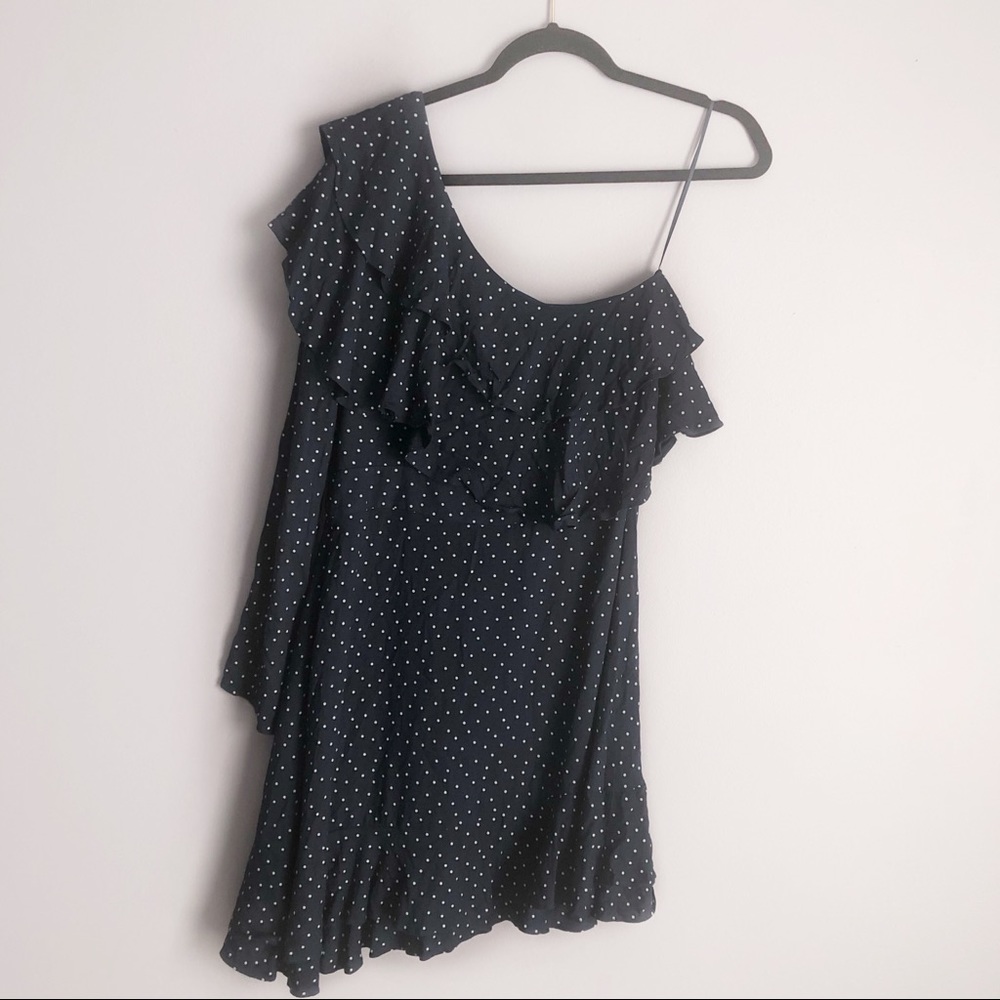 Wayf Blue & White Polka Dot One Shoulder Dress NWT - Picture 3 of 7